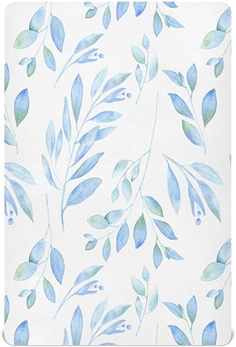 Kigai Fitted Crib Sheet for Boys & Girls Blue Branch Soft Breathable Unisex Baby Sheets for Standard Crib and Toddler Mattresses 39 x 27 in