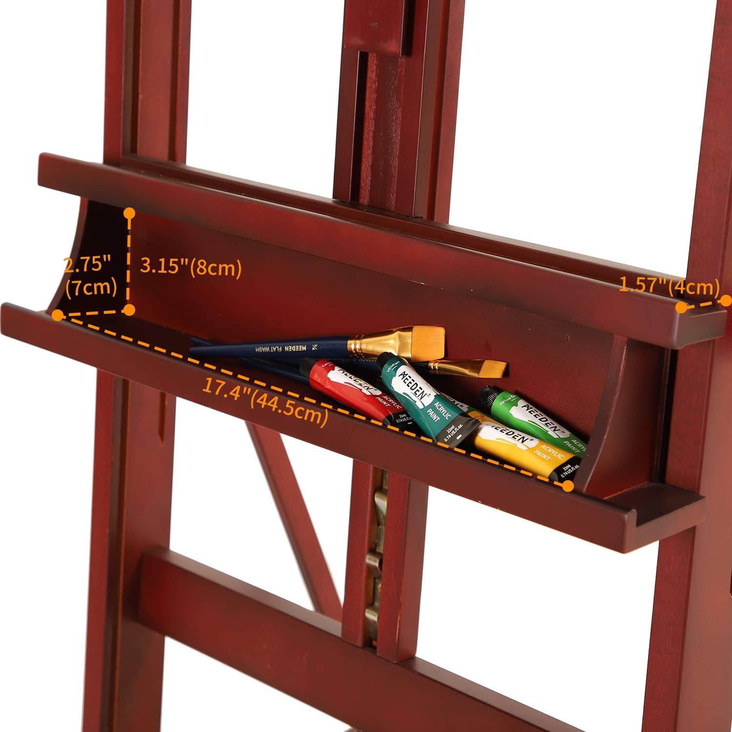 MEEDEN Extra Large Studio H-Frame Easel 75" to 146", Holds Canvas up to 93", Adjustable Solid Beech Wood Artist Easel with Storage Tray, Walnut Color Art Standing Easel with Wheels for Artists Adults