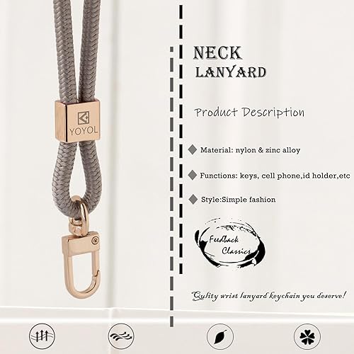 Miniatura 2 de Llavero con cordón para el cuello de alta calidad, para credencial de identificación, llaves, cartera, para hombres y mujeres