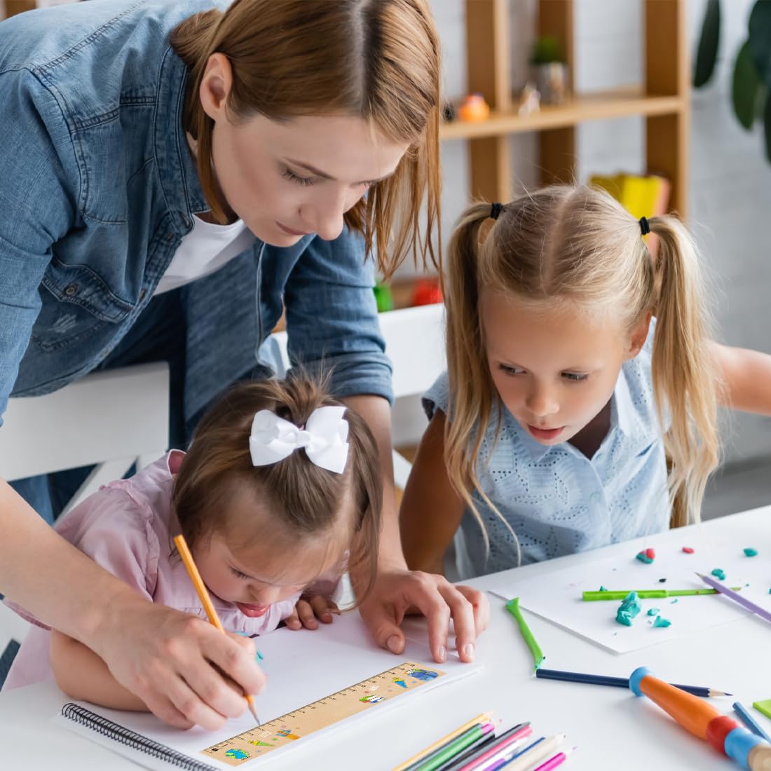 Righello in Legno 20 cm Bambini Giocattolo Regalo Ritorno a Scuola