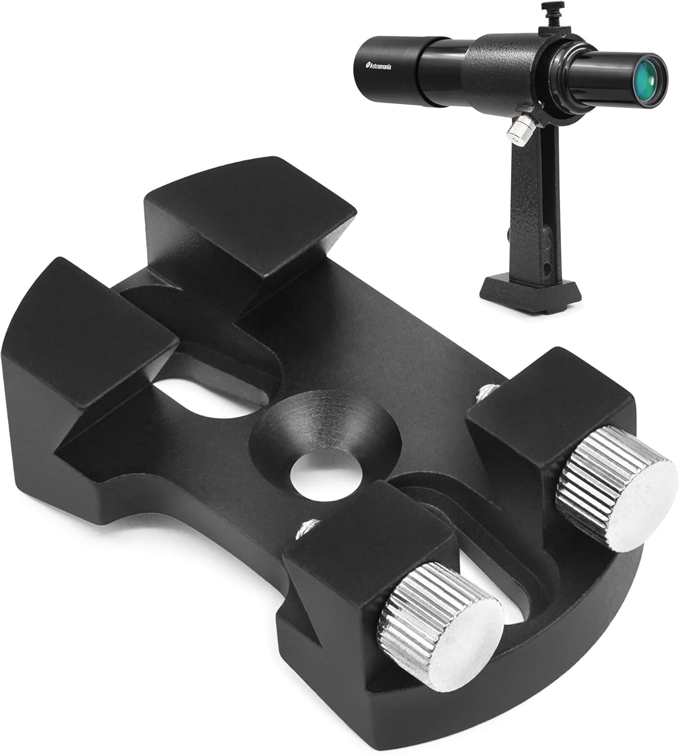 Astromania 6x30 Finder Scope, Black - Bundle with - Universal Quick Release Finder Shoe Base