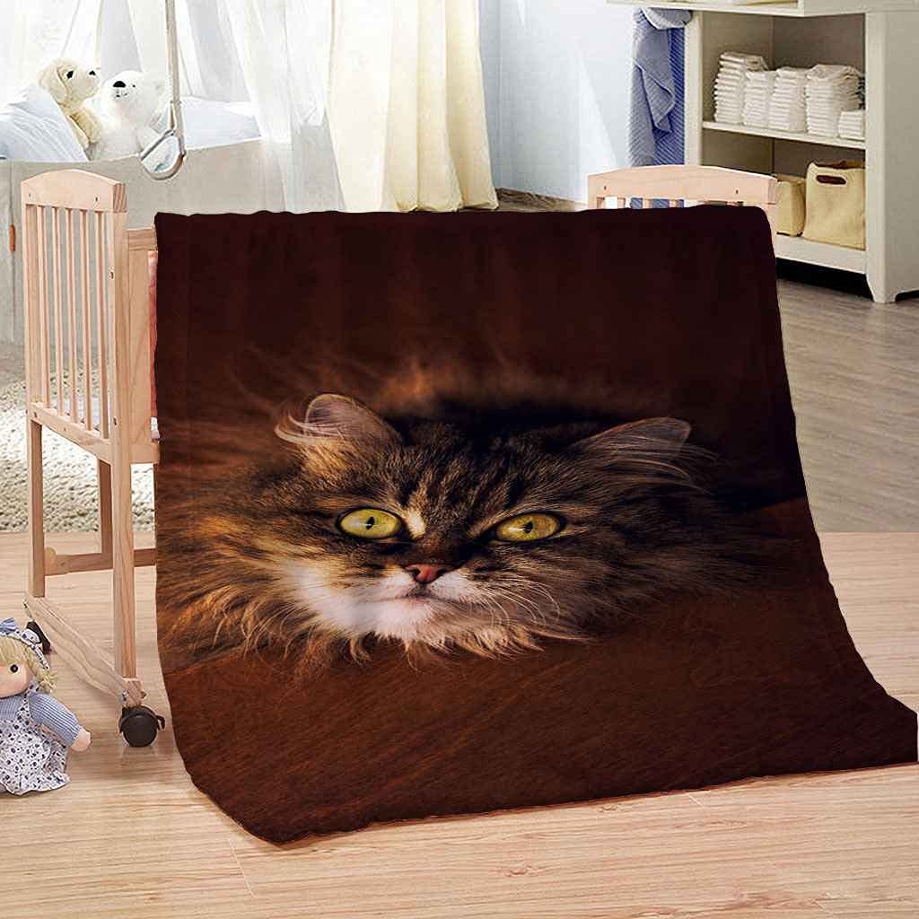 Couverture flanelle chat 3D - Plaid canapé lit et couverture microfibre douce