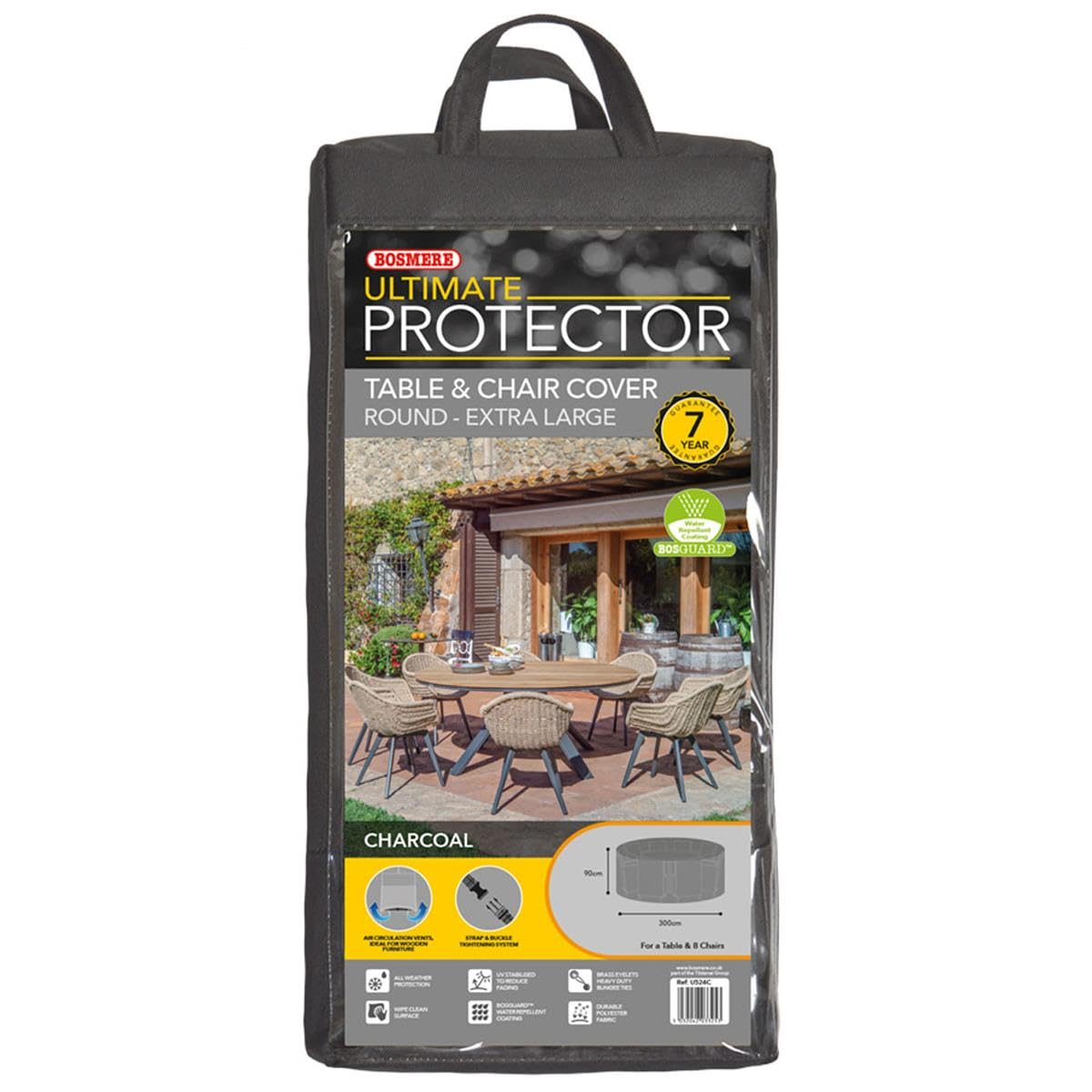 Bosmere Ultimate Protector Circular Patio Set Cover 8 Seat Charcoal U524C