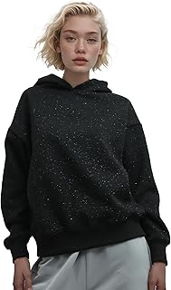 ريفين سويت شيرت شتوي بغطاء للراس بنمط جليتر للنساء بلون اسود