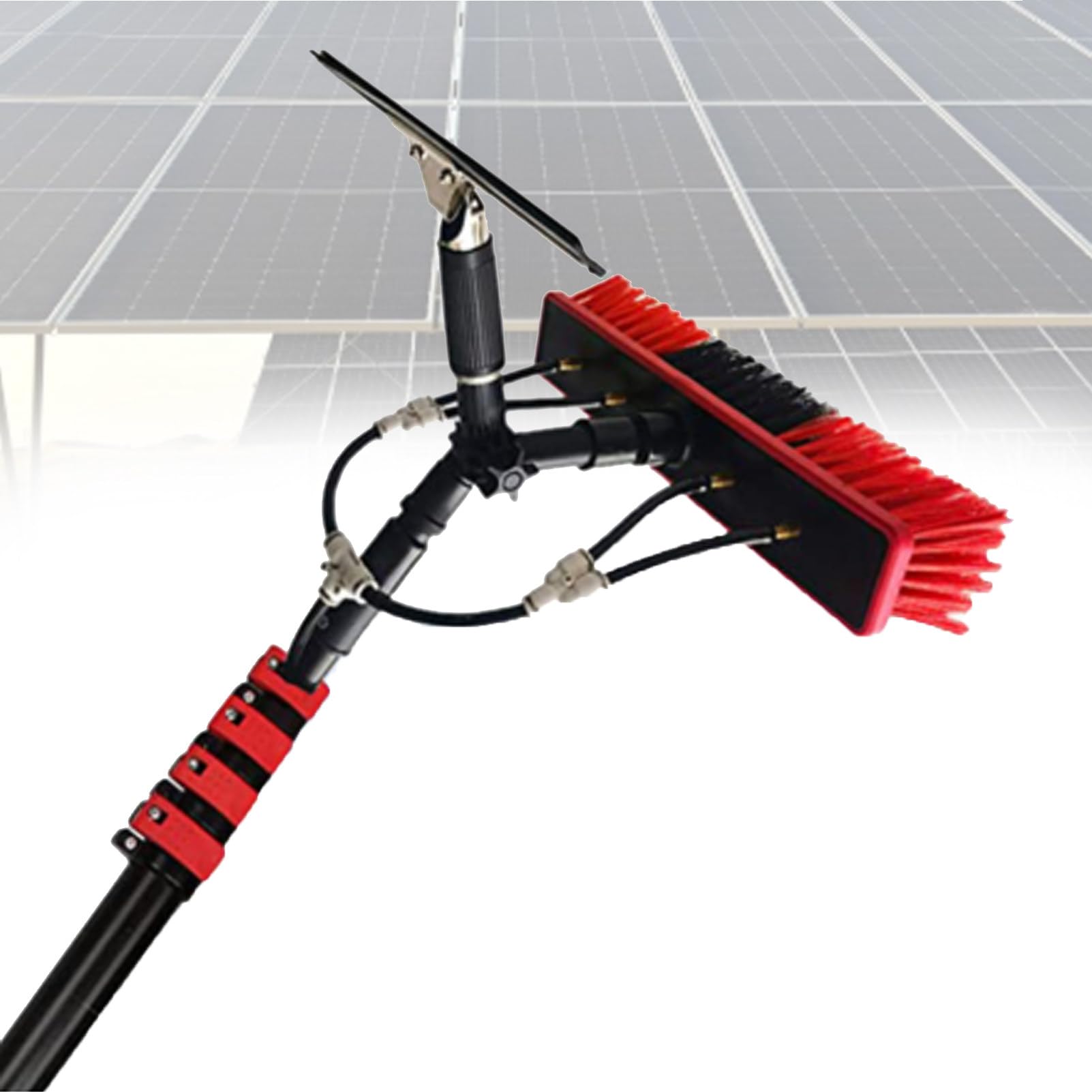 Cepillo de limpieza fotovoltaico, postes de agua para limpieza de ventanas con diseño telescópico para limpiar paneles solares, cabezal de cepillo de 35 cm, se extiende hasta 3,6 m
