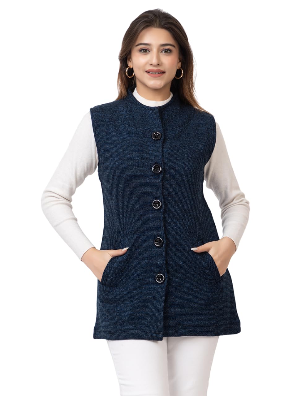 twenty me Winter Wear/Casual Wear/Outdoor Wear/Wool Blend/Round Neck/Solid/Sleeveless Nehru Jacket(4228)-picture-37