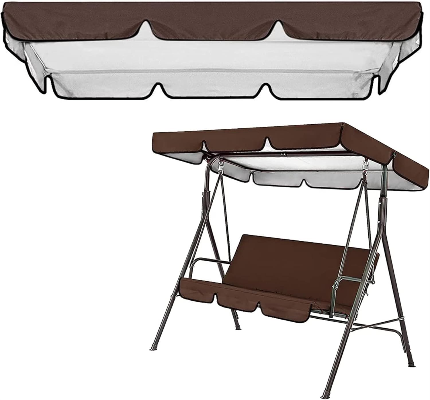 Outdoor 2 3 Seater Patio Swing Canopy Replacement Top Cover,Sunscreen Porch Yard Top Cover,Waterproof Anti-UV Garden Swing Cushion Cover,Hammock Top Sunproof Cover