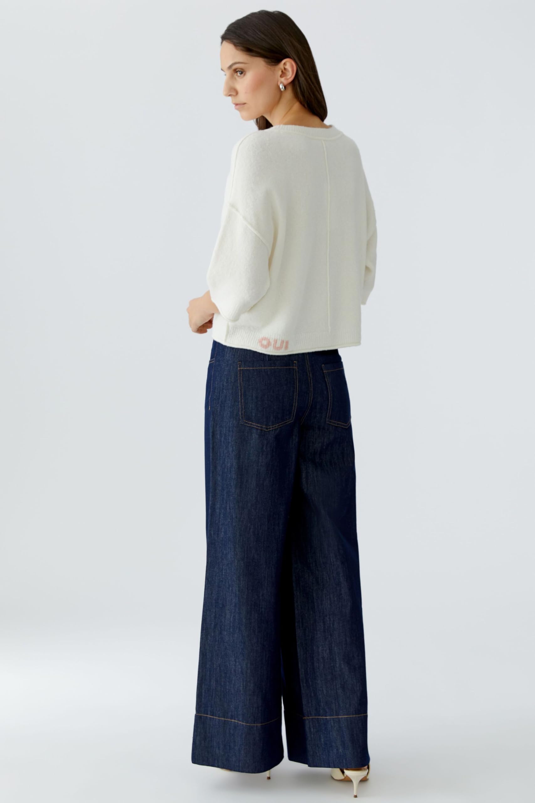 Oui Damen Pullover boxy geschnitten Uni