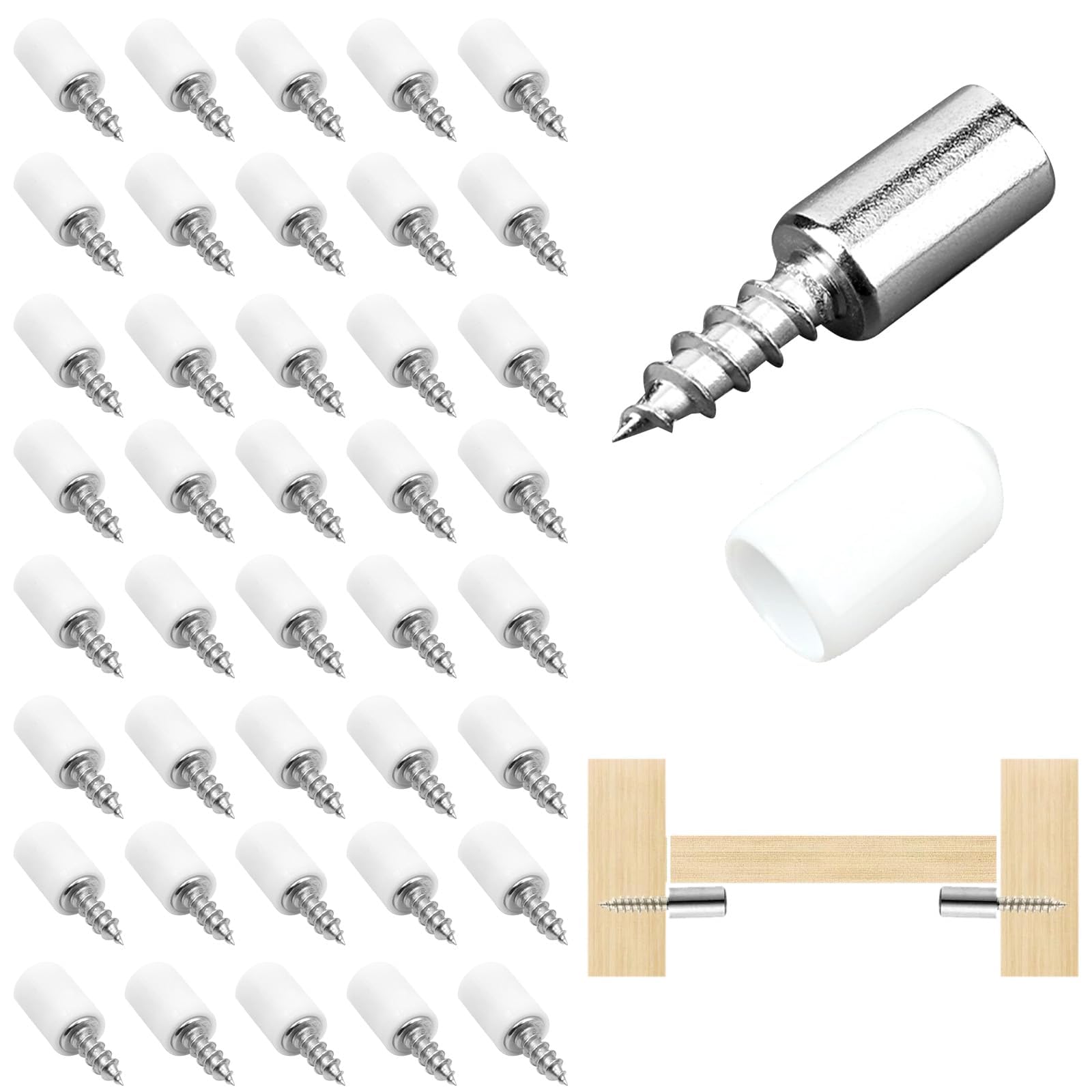 30 Pioli Per Mensole Ø7.5mm - Supporti Regolabili Con Manicotto Antiscivolo, Bianco - Foto 3