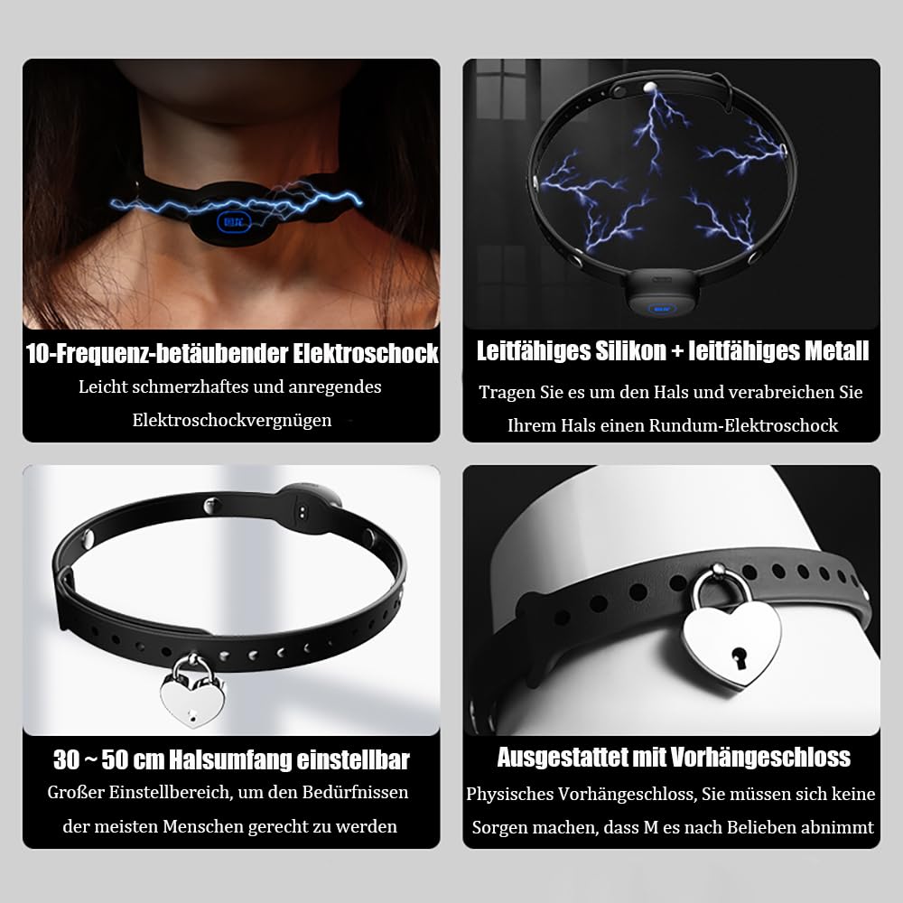 BDSM Elektrische Stimulation Kragen Einstellbar APP Control Kragen Paare Flirt Cosplay SM Elektrische Schock Schock Slave Kragen Fetisch Für Männer Frauen Spiel Halsband Schloss Halsbänder