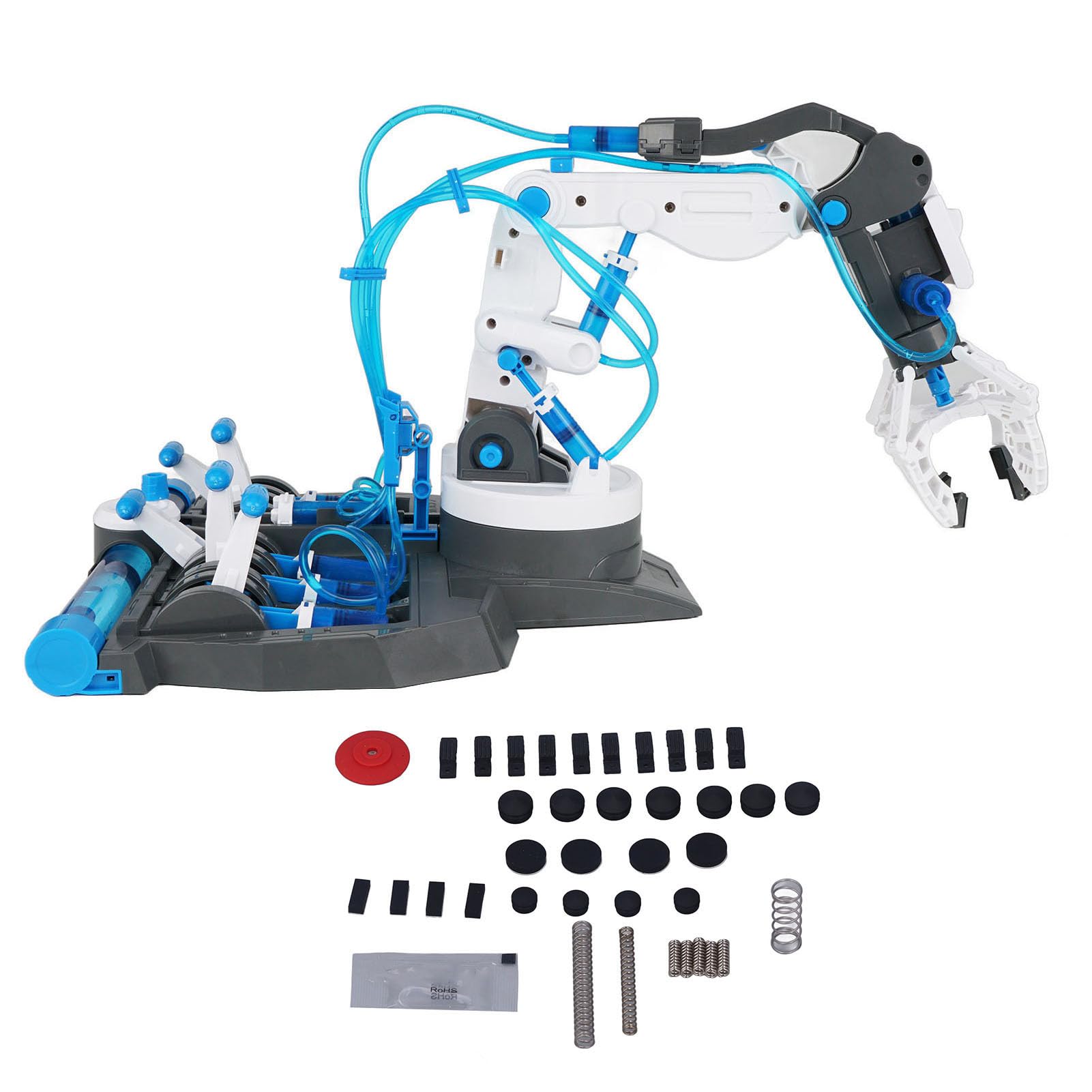 Kit Braccio Robot Idraulico, Giocattolo Braccio Meccanico per | Non Sono Necessarie Batterie, Idraulico Alimentato Ad Acqua, Base Girevole a 270°, Include Morsetto e Ventosa