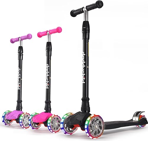 Patinete para niños, scooter de 3 ruedas para niños, juguete para niñosniños pequeños, altura ajustable, cubierta antideslizante, luces de rueda