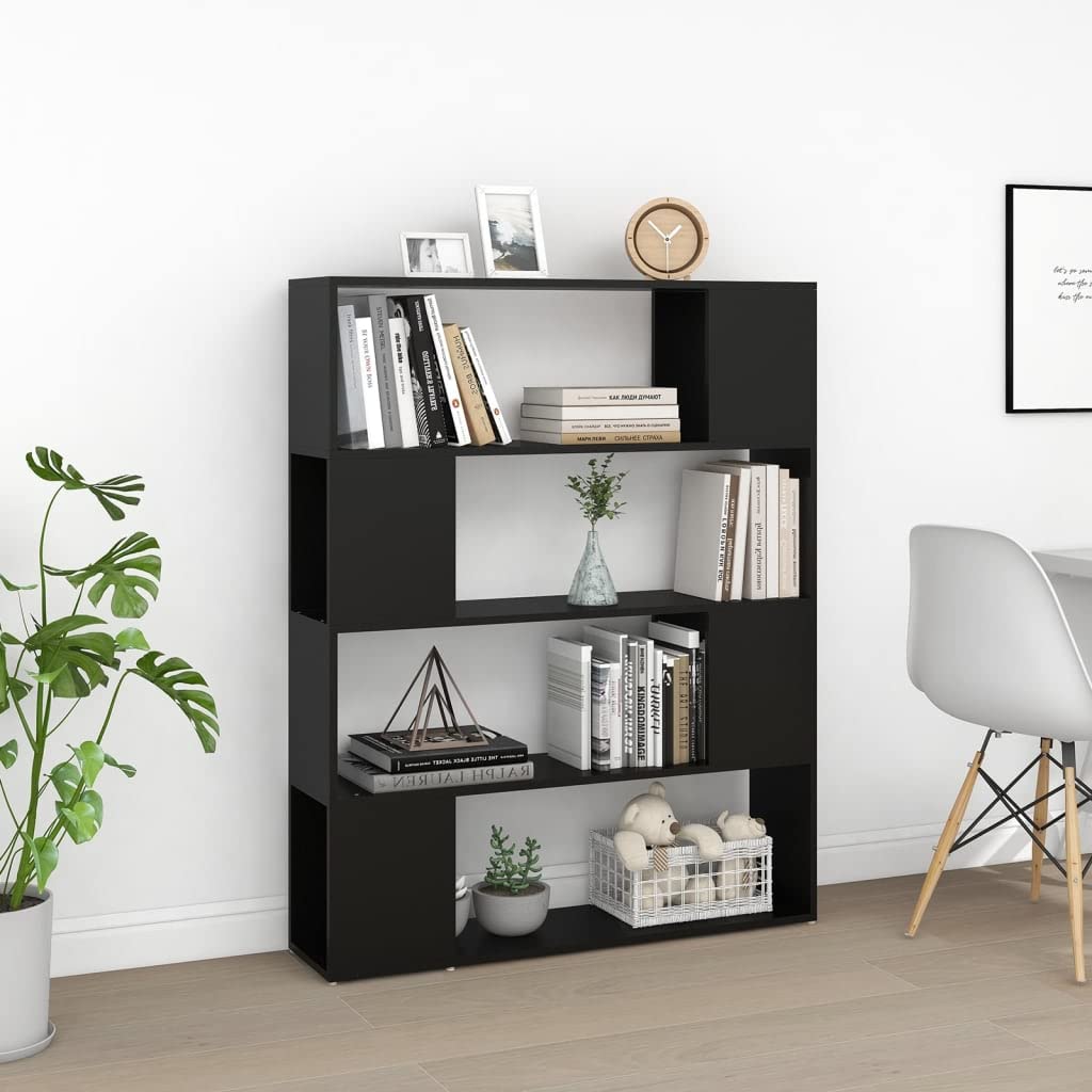 Générique Libreria a 4 scomparti, 100 x 24 x 124 cm, mobile portaoggetti con separatore di stanze, scaffale robusto per libri, DVD e oggetti decorativi
