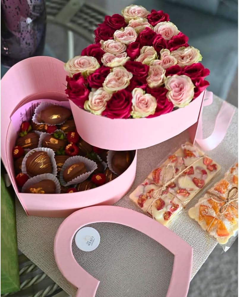 UNIKPACKAGING Premium Quality Heart Shaped Flower Box, Gift Boxes for Luxury Flower and Gift Arrangements, with Lids, Size 9x8x6.5, for Luxury Style Flower Arrangements (Pink) - Image 7