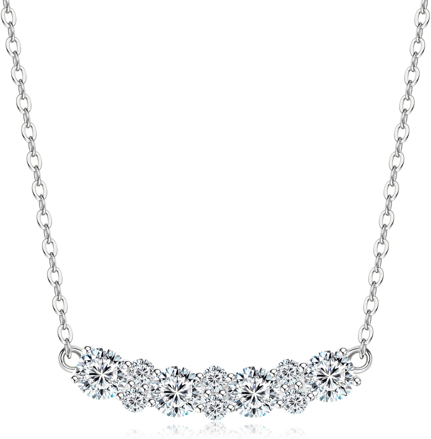 Smile Moissanite Pendant Necklace for Women, 1.38cttw D Color Moissanite Pendant 925 Sterling Silver Adjustable Chain, Elegant Jewelry Gifts for Wife or Mom