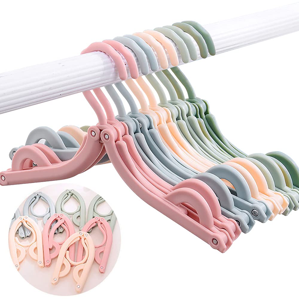 M&J&DELEE M&J Folding Hanging Drying Rack Thicken Portable Colored Folding Clothes Hangers, Portable Folding Travel Hangers, Clothes Washing Drying Rack for Outdoor Camping Travel(pack of 10)
