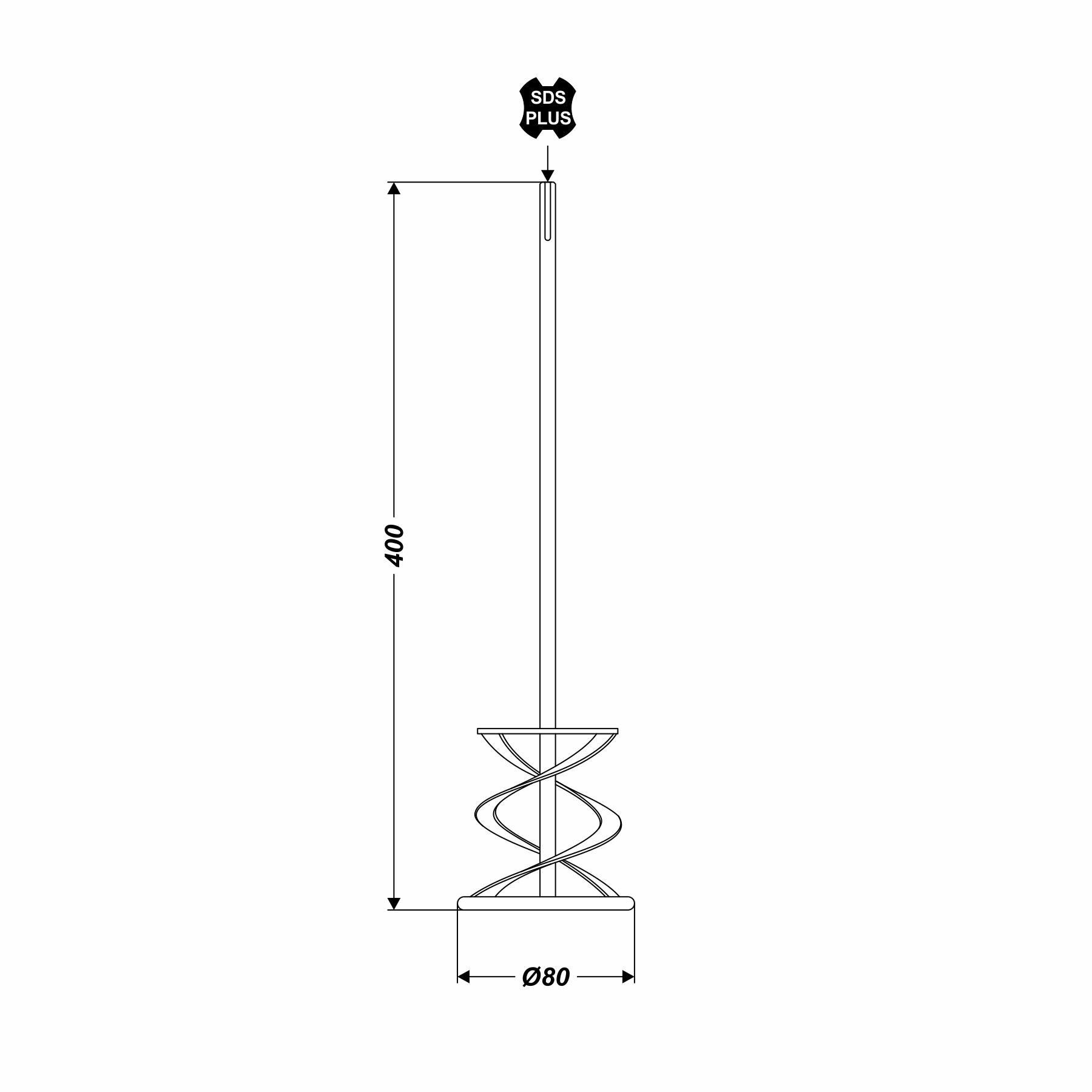 SDS Plus Rührer Ø 80 x 400 mm Mörtelrührer Wendelrührer Rührstab Rührkorb