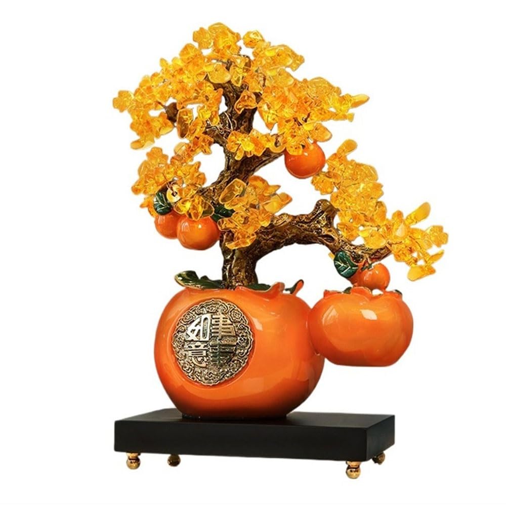 Money Tree Citrine Crystal Tree Bonsai Persimmon Fortune with Base Reiki Luck Wealth Money Gifts Crystal Tree(Orange)