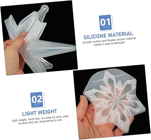 Miniatura 6 de ABOOFAN Moldes de silicona para copos de nieve, 4 moldes de resina para moldes de resina para decoración de mano, copo de nieve, colgante de