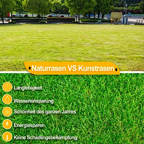PUCHIKA Kunstrasen Outdoor Kunstrasenteppich 28mm Florhöhe Rasenteppich grün wasserdurchlässig Meterware Rollrasen UV-Schutz, Naturoptik für Außenbereich, Balkon, Tereasse, Garten – Bild 4