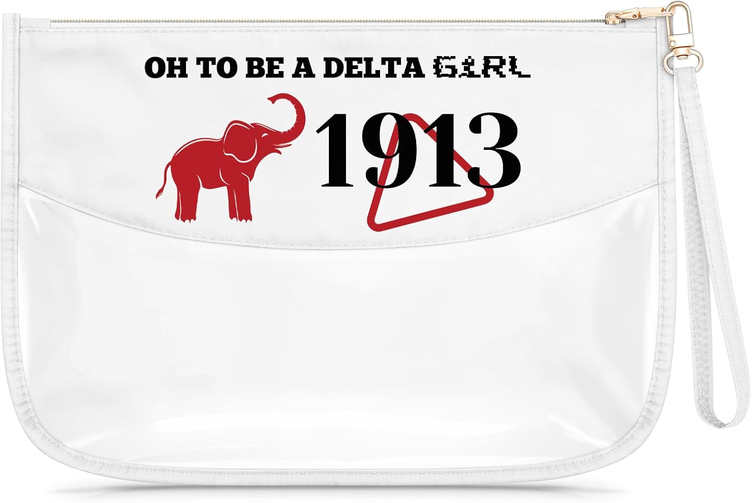 Sisters Sorority Makeup Bag Elephant 1913 Sorority Gifts Transparent Cosmetic Bag with Zipper 1913 Sigma Theta Paraphernalia Gift for Girls Daughter Sister Friend Travel Pouch