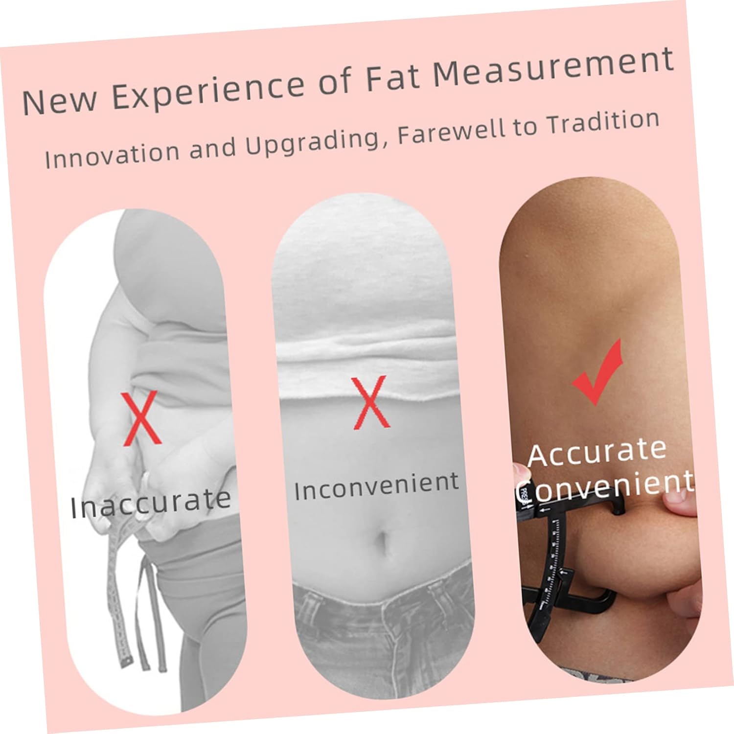 CALLARON 1set Handheld Caliper Compact Skinfold Measure Device for Accurate Fat Analysis Lightweight and Portable Tool for Men Women and Easy to Use for Fitness Monitoring 2pcs