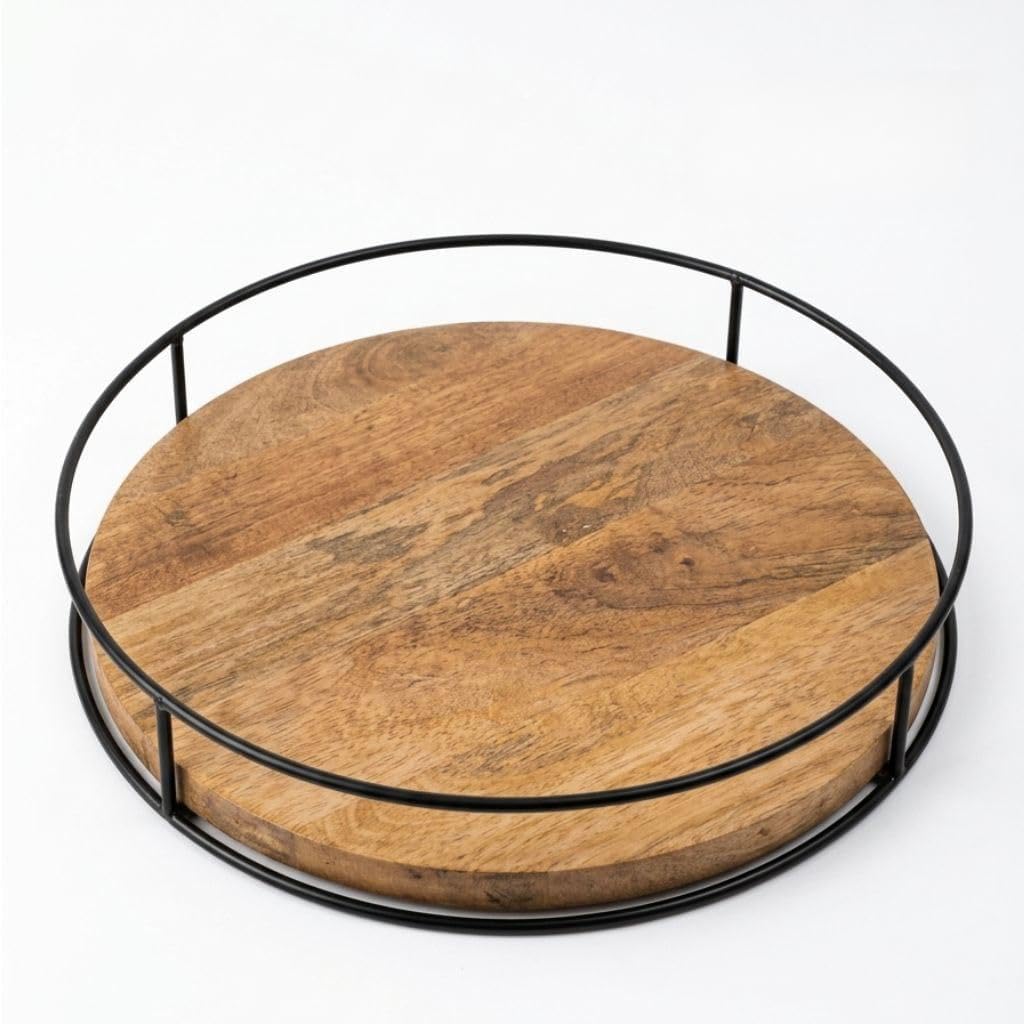 Wooden Lazy Susan Rotating Tray Wooden Turntable Round Tray for Kitchen Spice Wooden Rack Dining Table Countertop and Cabinet Organizer Revolving Tray Wooden 360 Degree Rotating Tray-image-41