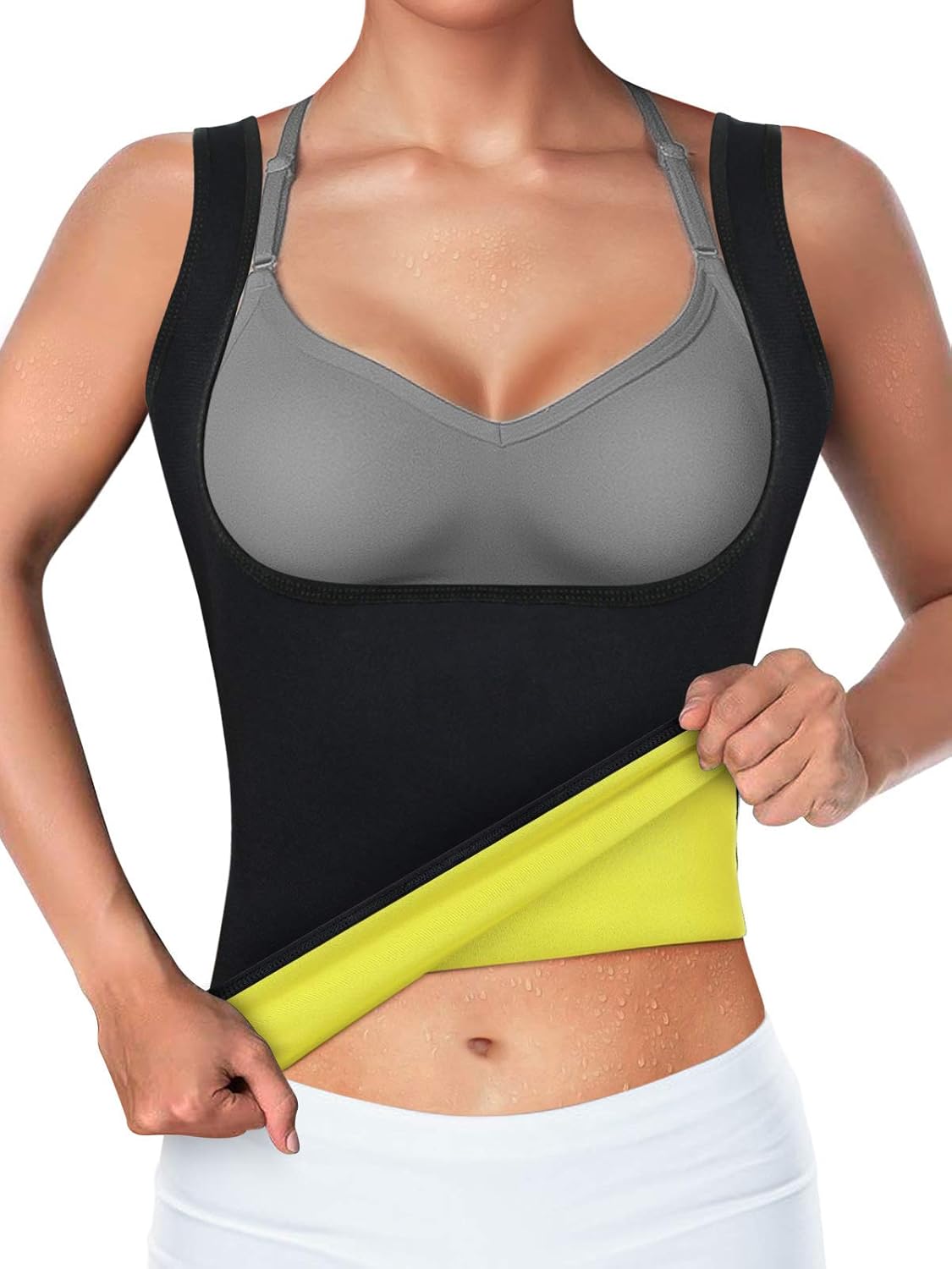 Women Hot Sweat Vest Neoprene Sauna Vest for Weight Loss Tummy Fat Burner Slimming Shapewear Hot Thermo Body Shaper Sweat Tank Top Black No Zip M