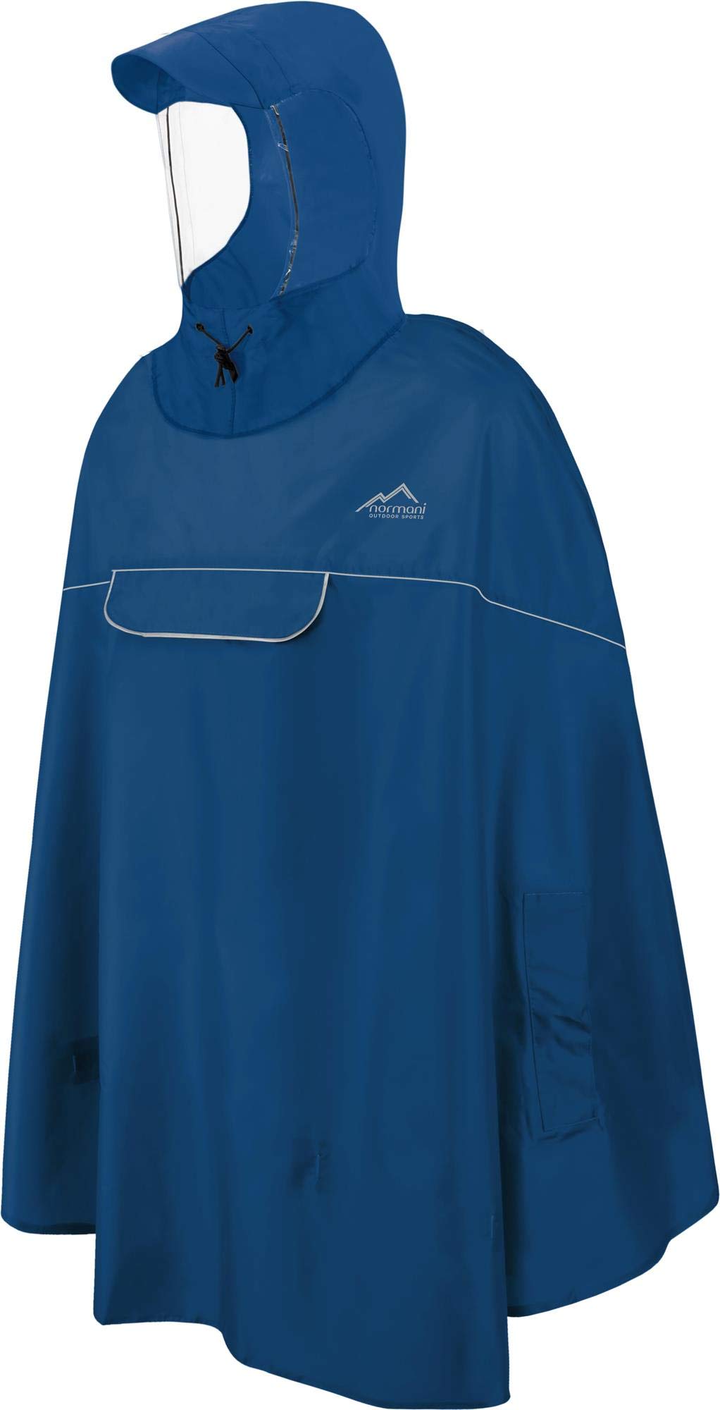 normani Wasserdichter Fahrrad-Regenponcho Regencape für Damen und Herren - Kapuze mit Sichtfenster - Wassersäule: 12.000 mm - 3M™ Scotchlite™ Reflektor und YKK-Reißverschluss