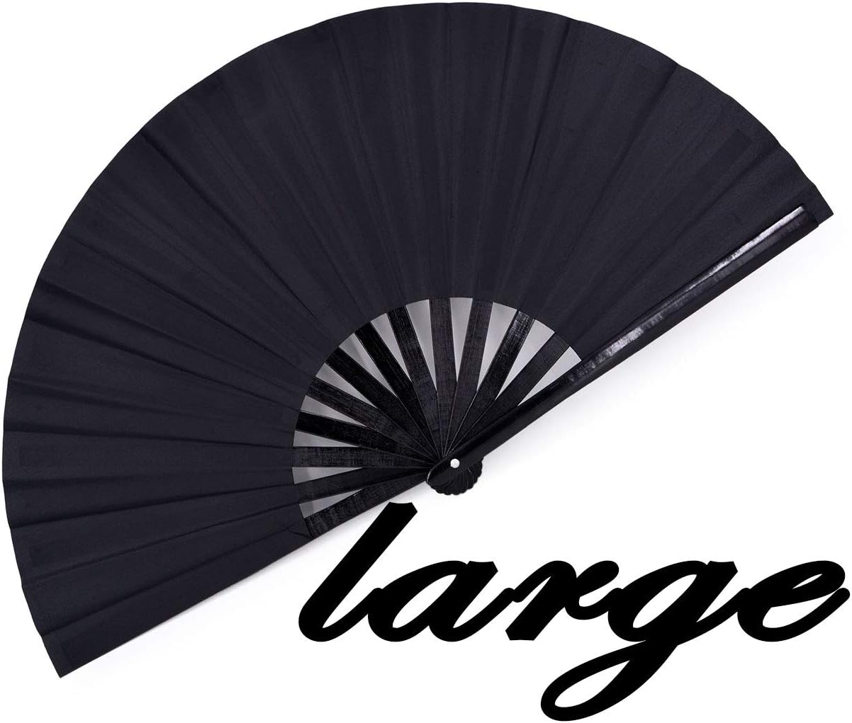 meifan Large Rave Folding Hand Fan for Women Men, Chinese Japanese Bamboo Fan Hand Fan for Festival, Dance, Gift, Performance, Decorations (Black)