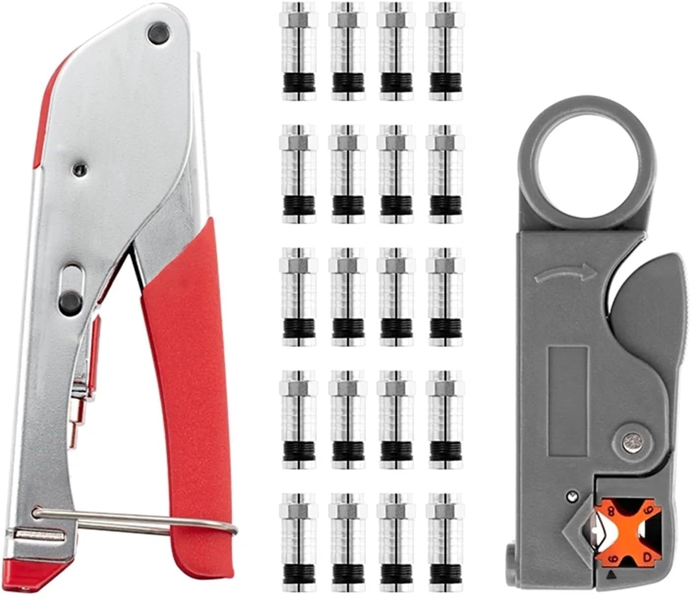 Multitool Wire Stripping Squeezing Pliers Coaxial Cable Cold Press Clamp RG59 RG6 Cable TV Crimping Tool Set Tool Kit (Color : 1KT-523)