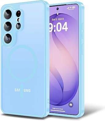 Magnetic for Samsung Galaxy S26 Ultra Case,[Compatible with Magsafe][Full Camera Protection] Slim Fit Anti-Fingerprint Translucent Matte Shockproof Protection Phone Cover-Sky Blue