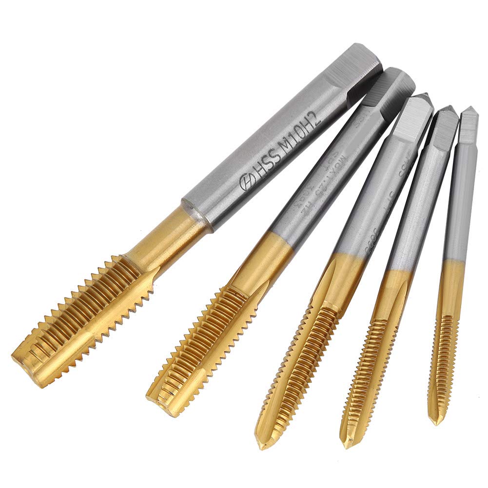 M4 Tap, Machuelos para Hacer Roscas A Metal 5Pcs Machine Tap Tip Containing Cobalt High Speed Steel Thread Screw Hand Tools M4‑M10