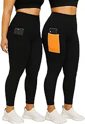 Kit 2 Calças Legging Plus Size com Bolso Lateral, para Academia, Alta Compressão, Cores Sortidas, Nao Fica Transparente (BR, Numérico, 48, Plus Size, Regular, 48, Sortidas)