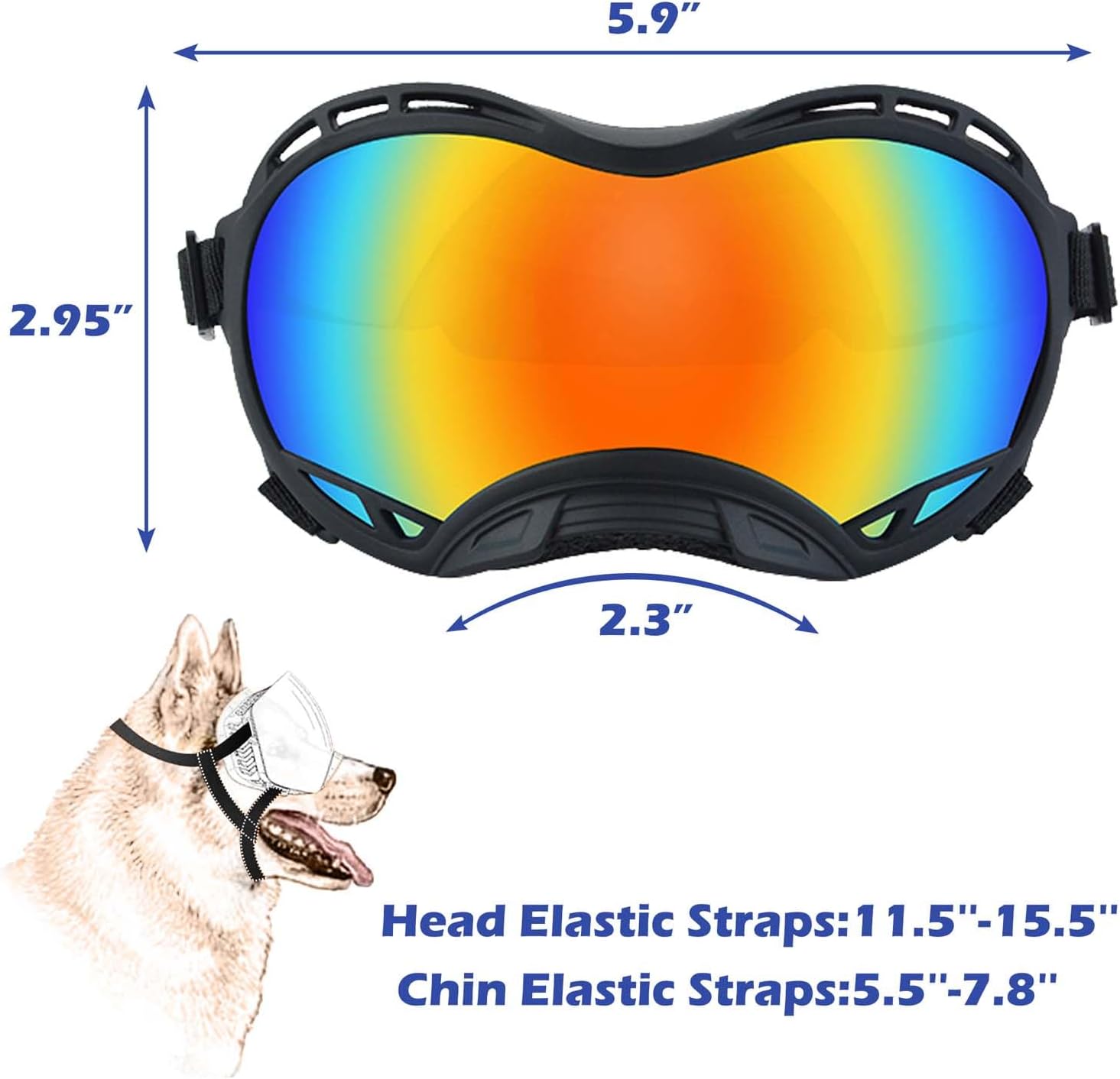 Dog Sunglasses,Doggles Anti-UV Protection,Pet Sunglasses with Adjustable Strap,Suitable for Motorcycle Car Driving Bike Riding Hiking Swimming Wind Dust Fog Dog Eye Protection