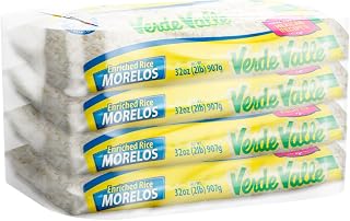 Verde Valle Morelos White Rice Bag 2lb (4 Bags), 32oz Bulk Dry Arroz | Enriched Authentic Mexican Rice, Pantry Staple for Sides and Meals, Burritos, Bowls, Casserole, Pudding, Non Perishable Food