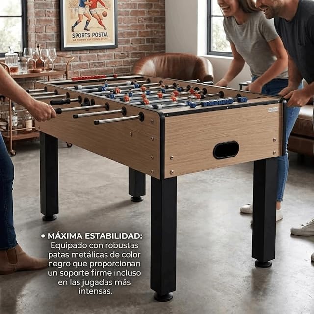 Foto 3 de 7 de Devessport - Futbolín Denver para Exterior e Interior, Mesa de Fútbol de 5 Pies con Patas Metálicas, Barras…