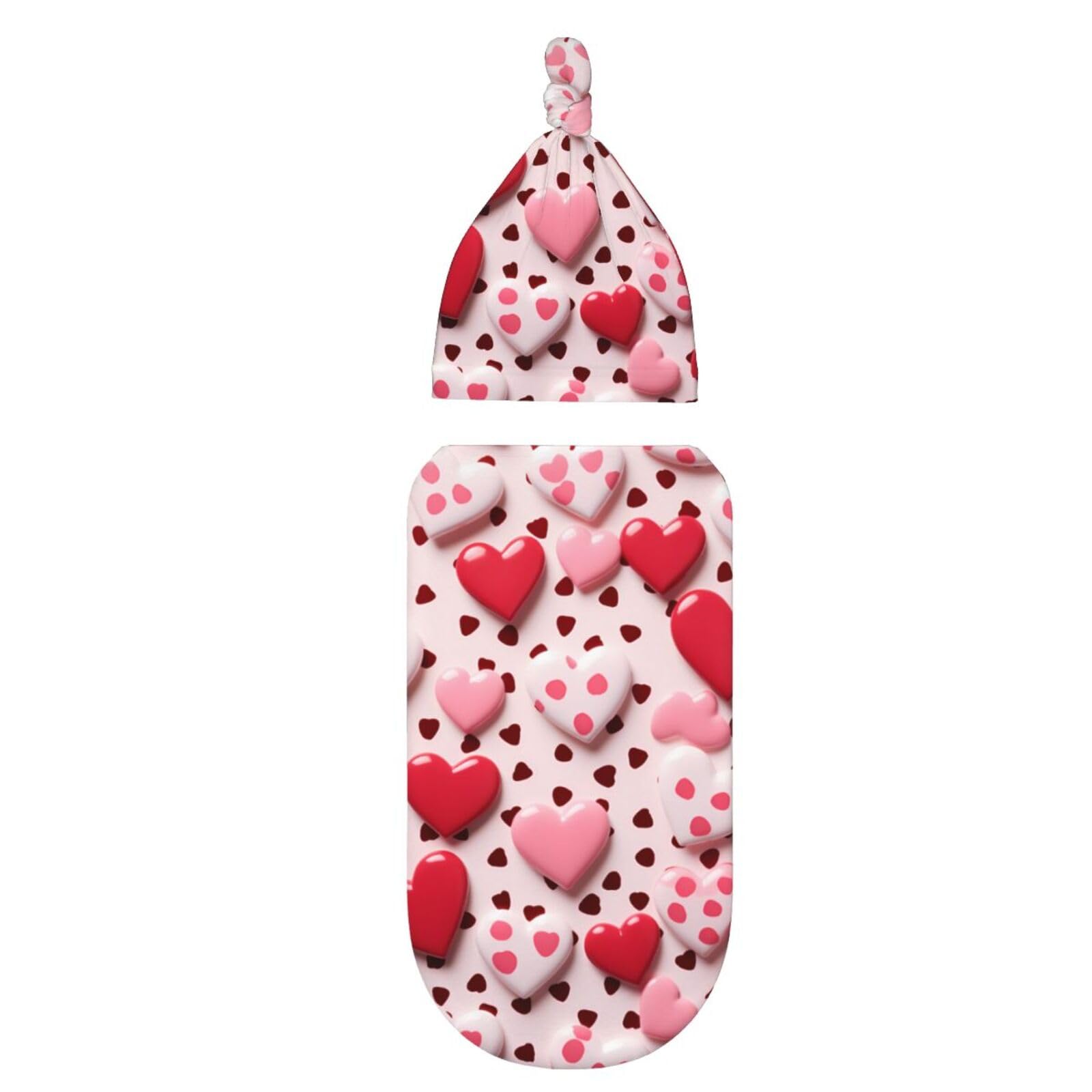 3d Cuore Swaddle Coperta E Cappello Set Per Neonati Avvolgere Accogliente Per Neonati Bambino Comfort 29x53 cm