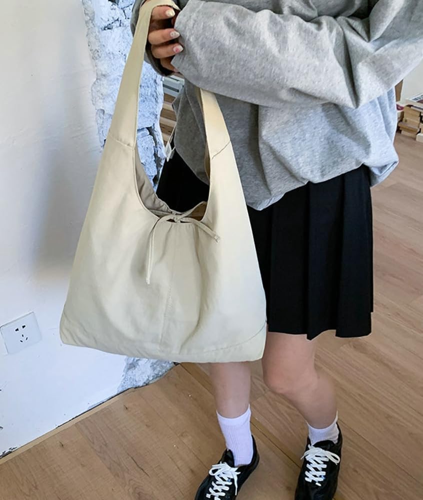 Slouchy Nylon Tote Bag Solid Color Hobo Bags Large Capacity Crossbody Shoulder Bag Satchel College Travel Tote Handbag 2026 - Image 3