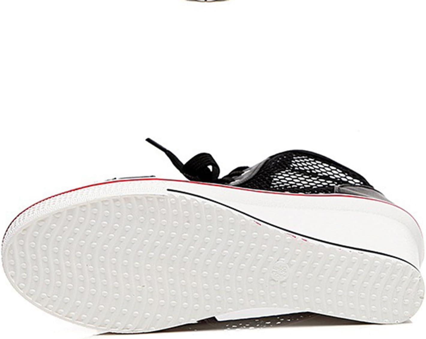 Women's Sneaker Shoes High Heel Fashionable Canvas Shoes High Tube Lace Up Wedge Edge Zipper Slope Angle Shoes Size 4-11 - Image 4