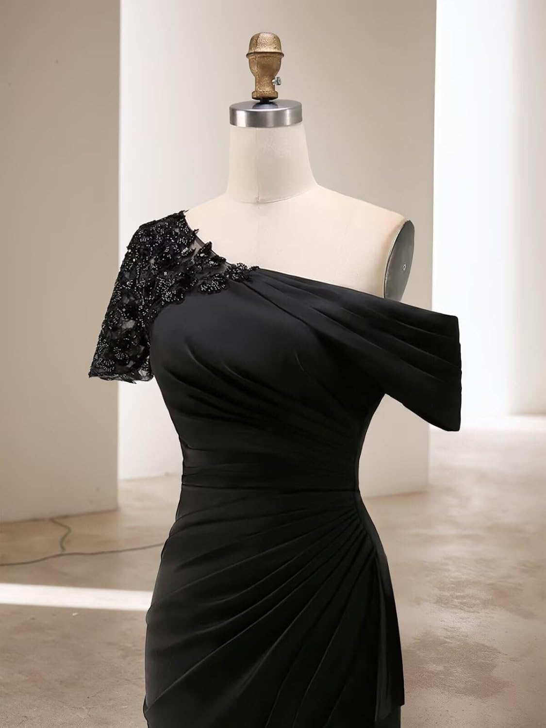 One Shoulder Mother of The Bride Dresses for Women Long Mermaid Pleated Chiffon Formal Dress - Image 6