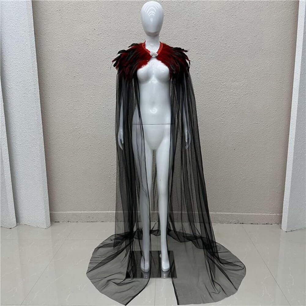 Asudaro Mantello Di Piume Donna, Costume Da Mantella Di Piume Naturali Da Donna Coprispalle Di Piume Halloween Cosplay Costume Costume Da Piuma Per Costume Da Corvo Di Halloween
