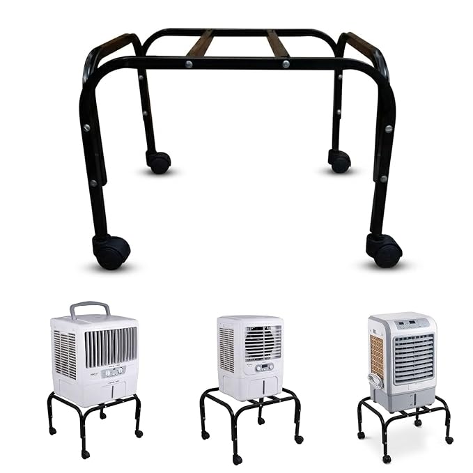 Mumma's LIFE Heavy-Duty Cooler Stand with Wheels | Metal Trolley for Home & Outdoor | Rust-Resistant Black Finish | 4 Wheels (Non-Locking) | 100kg Load Capacity | Cooler Movable Stand ( Black )