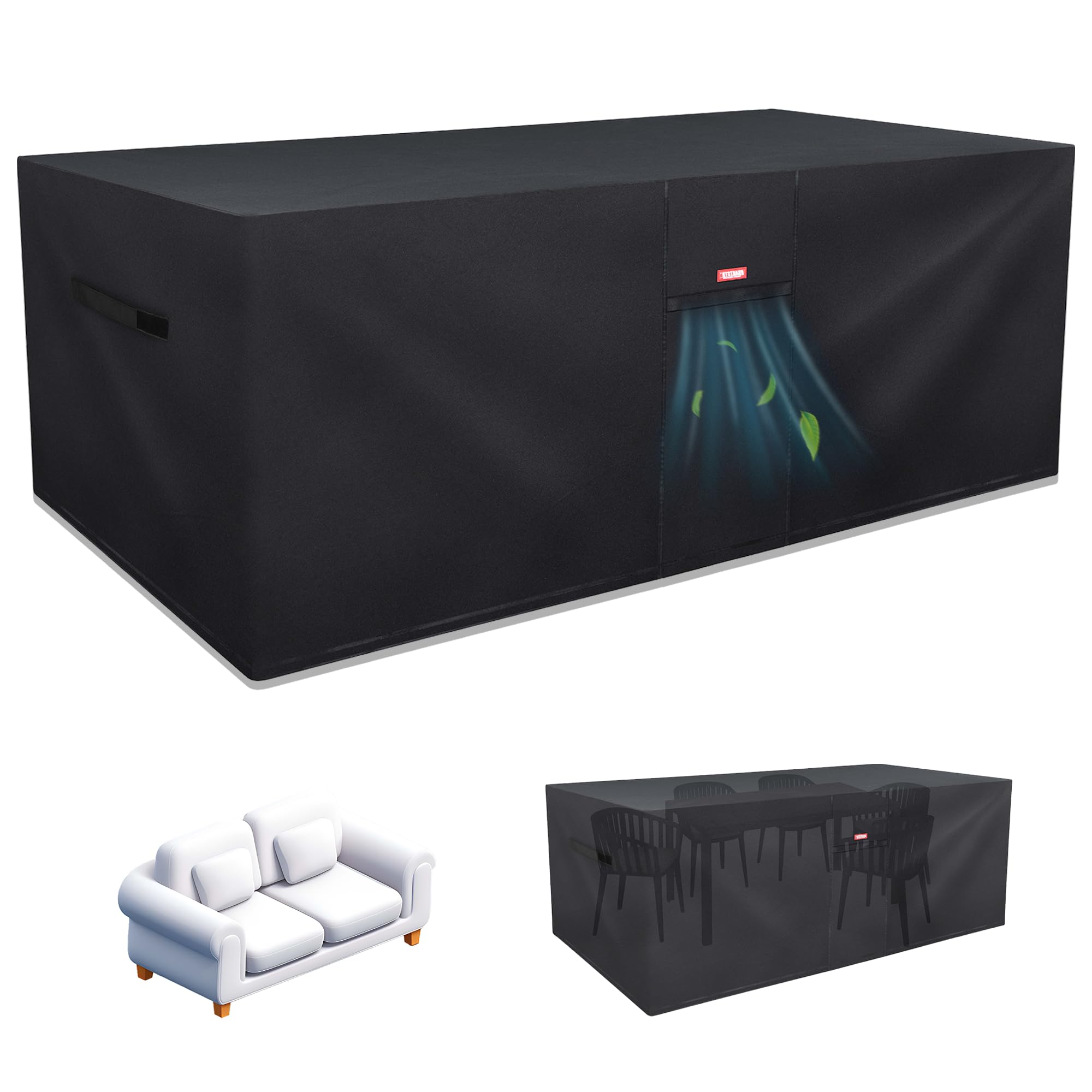 BARTSTR Housse de protection pour meubles de jardin Oxford 600D - Imperméable et anti-UV - 245 x 165 x 100 cm - Convient pour meubles de terrasse