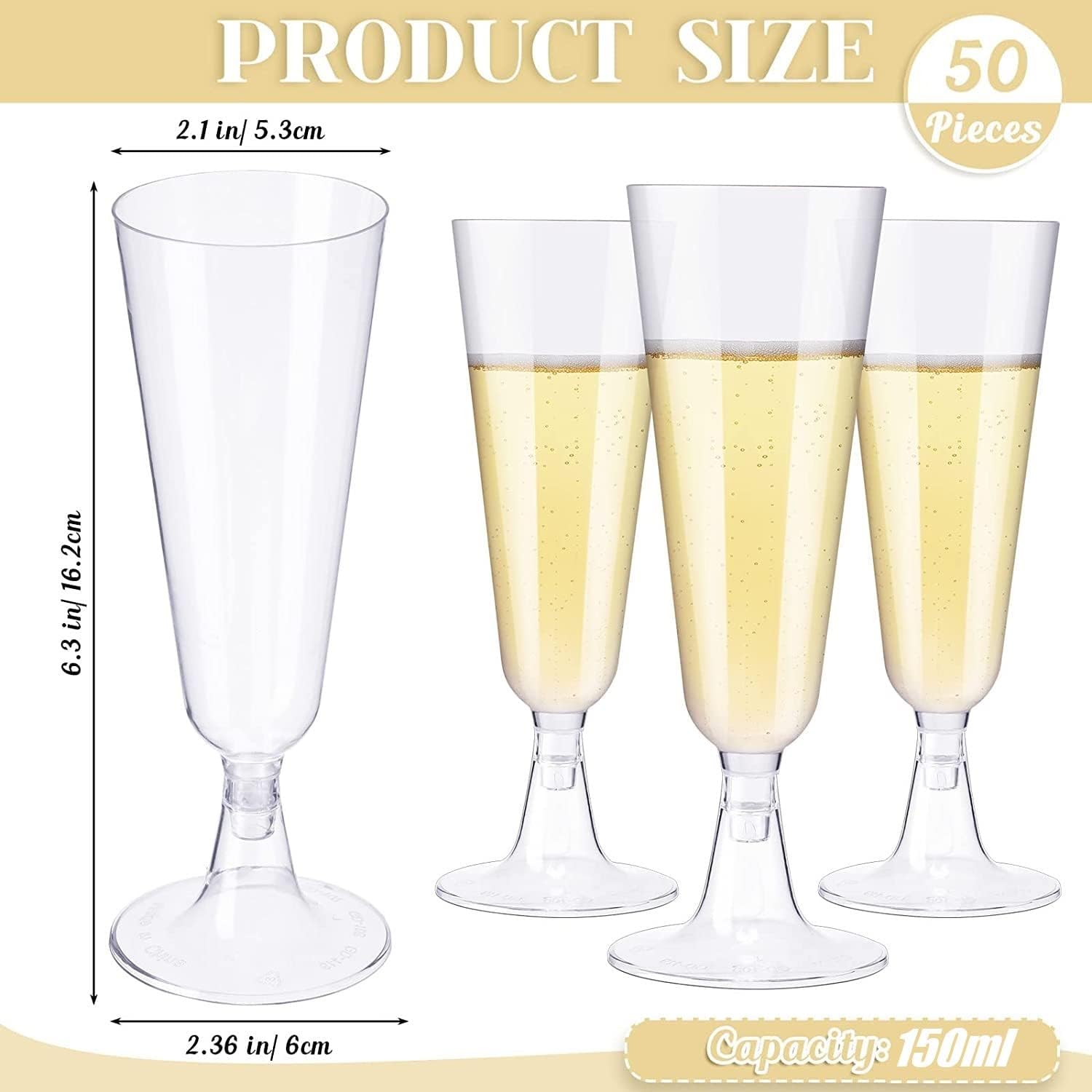 LATERN 50Pcs Plastic Champagne Flutes - Image 5