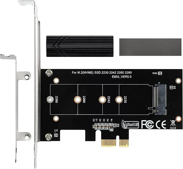 ACTIMED NVMe PCIe Adapter M.2 SSD to PCI-e/Powerful Heat Sink Dissipation/PCIE X1 Interface Compatible with PCI-e Slots X1, X4, X8, X16 / for M-Key M.2 SSD / 2230 2242 2260 2280 / Toolkit Included