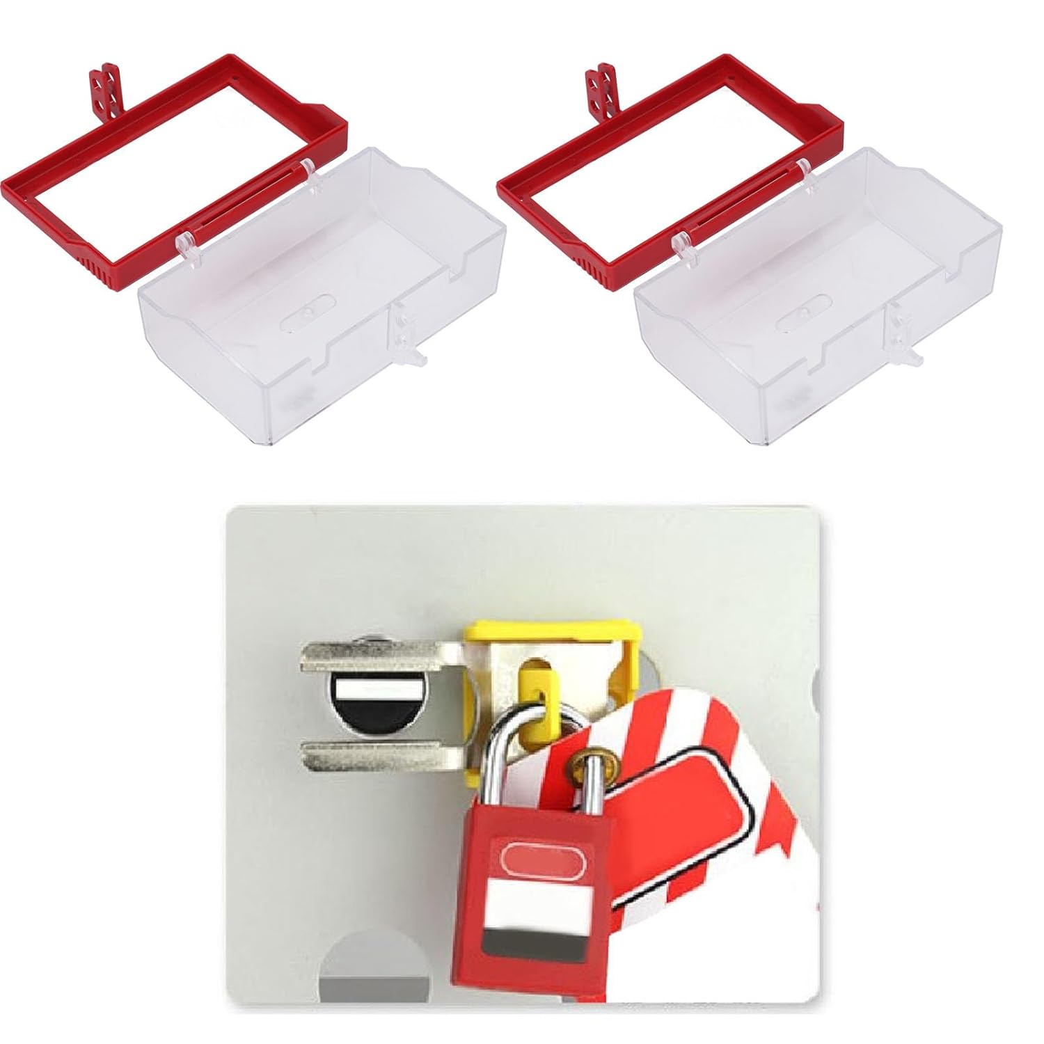 2 Pack Emergency Stop Button Cover, Push Button Switch Cover, Box Type Switch Cover Protector, High Strength Resin, Impact Toggle Switch Lockout Cover for Industry