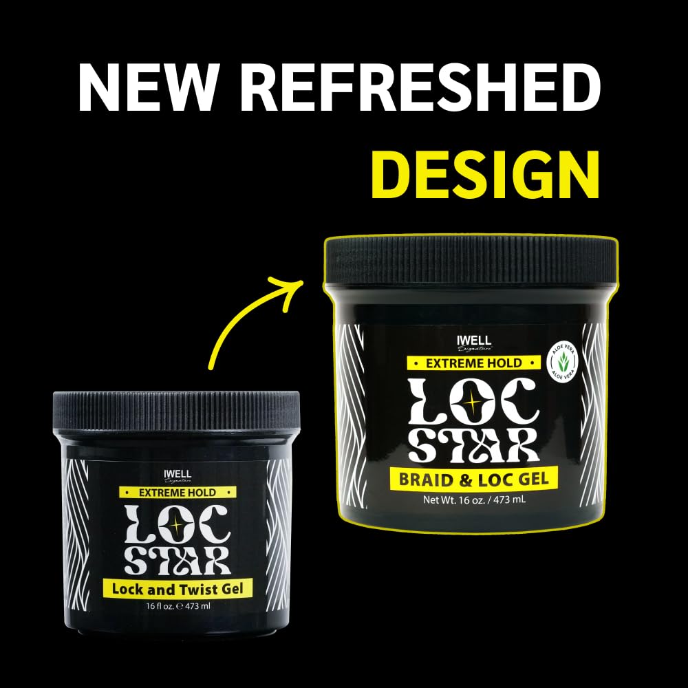 Loc Star Braid & Loc Gel, 30 fl oz | Extreme Hold for Braids, Locs, Twists, Cornrows & Edges | Smooths & Tames Frizz | No Heavy Residue | Long-Lasting | With Aloe Vera