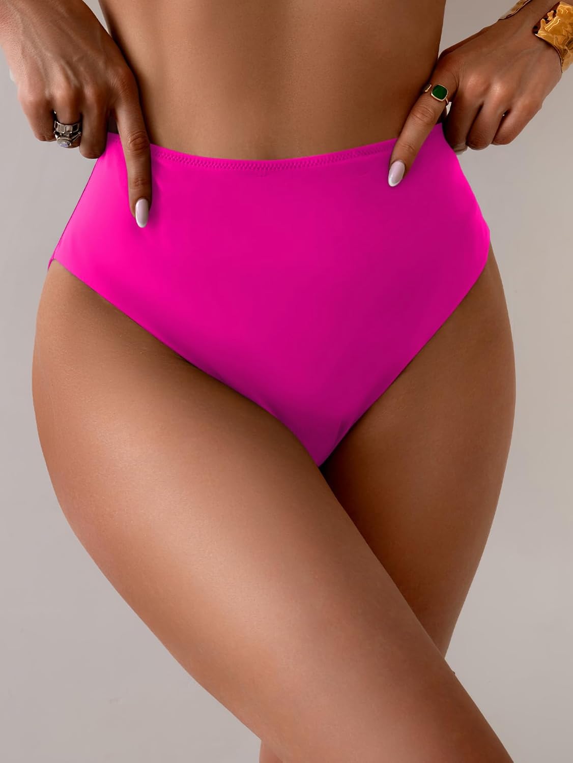 Eomenie Sexy Bikini Bottom for Women Ruched Swim Bottom Cheeky Swimsuit Mid Waisted Tankini Bottoms Only