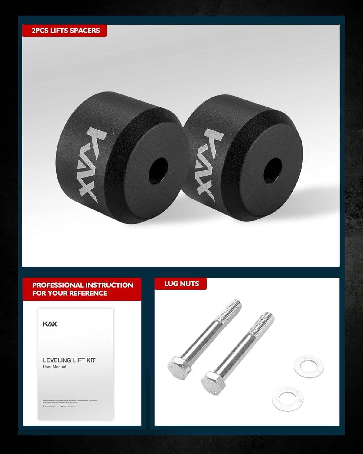 KAX 2" Leveling Lift Kit for 2005-2025 Ford F250 Super Duty 4WD, 2005-2025 Ford F350 Super Duty 4WD,Suspensions Strut Spacers Raise the Front 2 inch